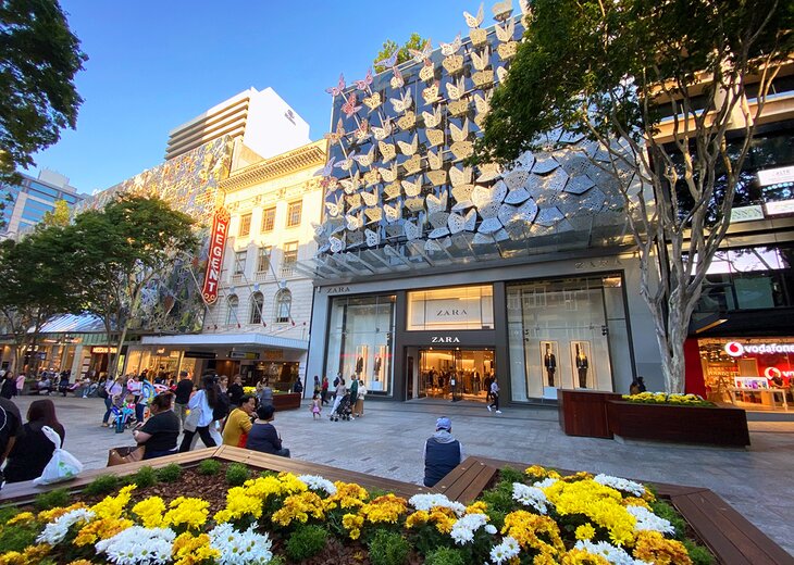 Shops along Queen Street Mall