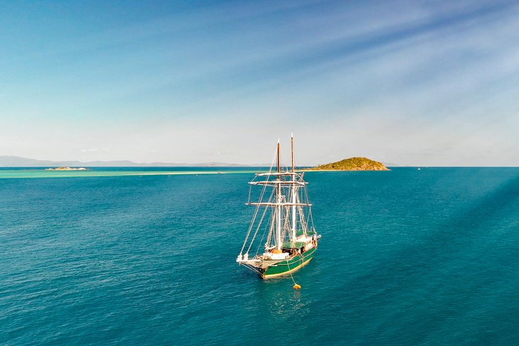 Sailboat anchored in the Whitsunday Islands
