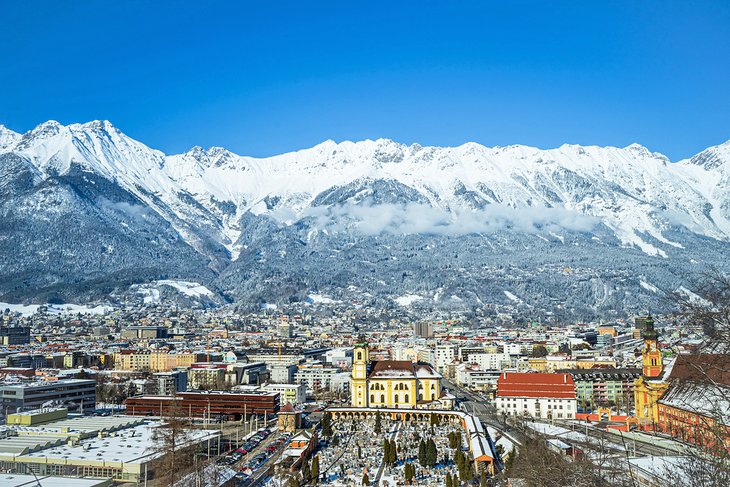 View over Innsbruck in the winter