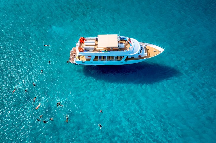 Cruise boat swimming stop near Paphos