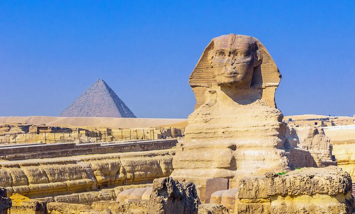 Sphinx and pyramids at Giza, Cairo