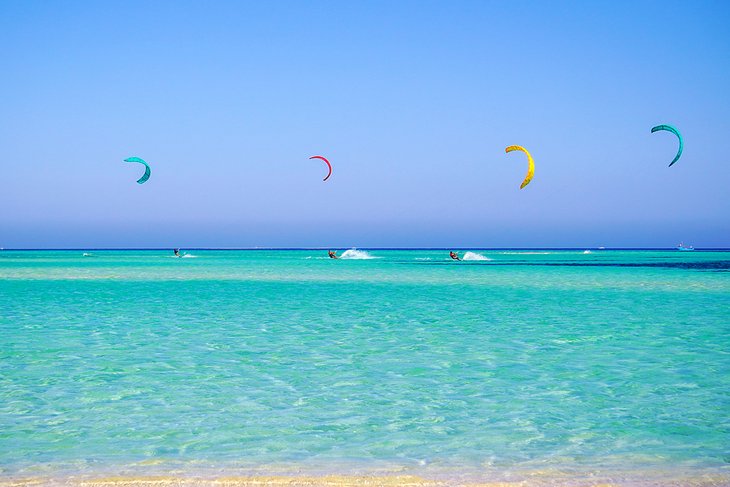 Kiteboarders near El Gouna