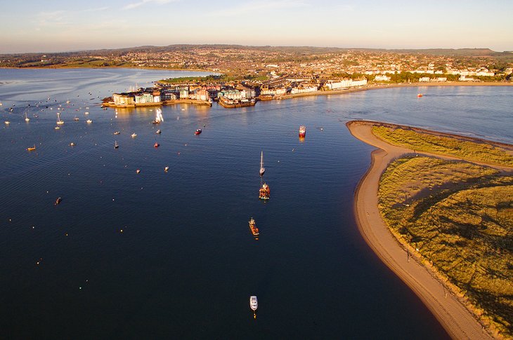 Aerial view of the Exe Estuary and Exmouth
