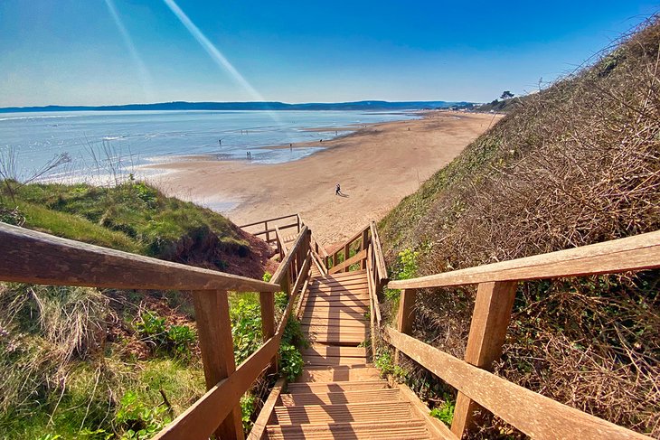 Stairs down to the beach at Orcombe Point