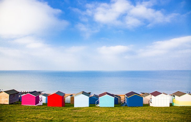 Colorful beach huts in Tankerton, Kent