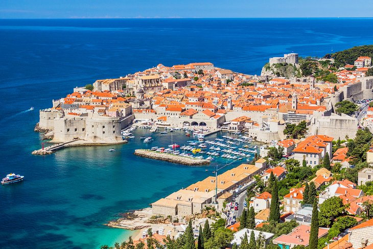 Aerial view of Dubrovnik's old town, Croatia