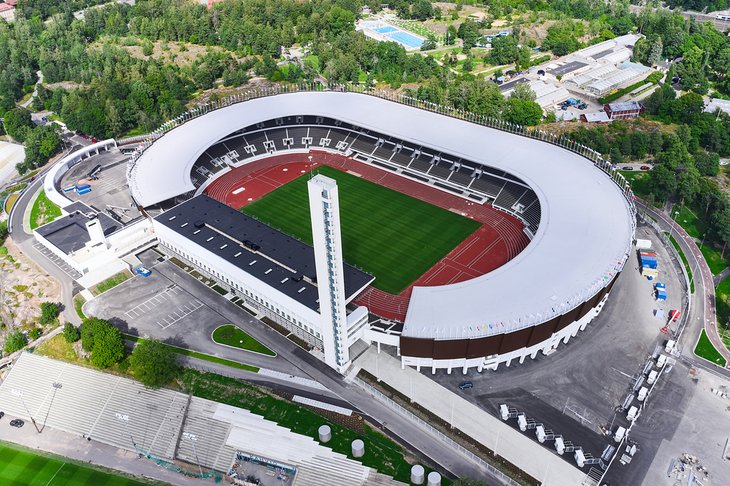 Aerial view of Helsinki Olympic Stadium