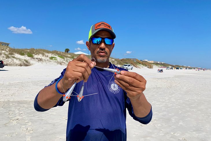 St. Augustine fishing guide, Dave Hernandez, with fishing tackle