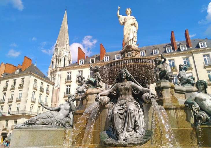 Fountain on the Place Royale in Nantes, France
