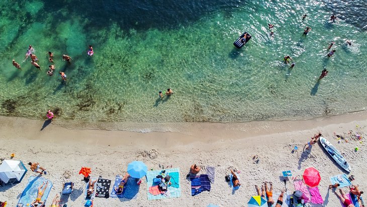 Aerial view of Ondes Beach, Cap d'Antibes