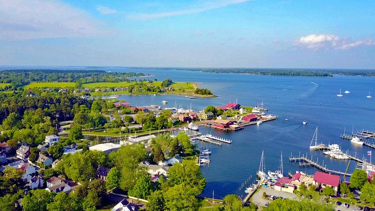 Aerial view of St. Michaels, Maryland