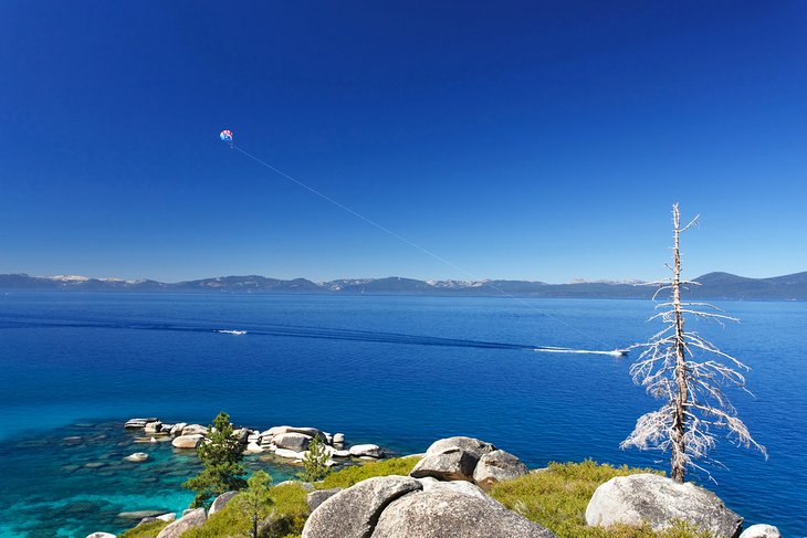 Parasailing above Lake Tahoe