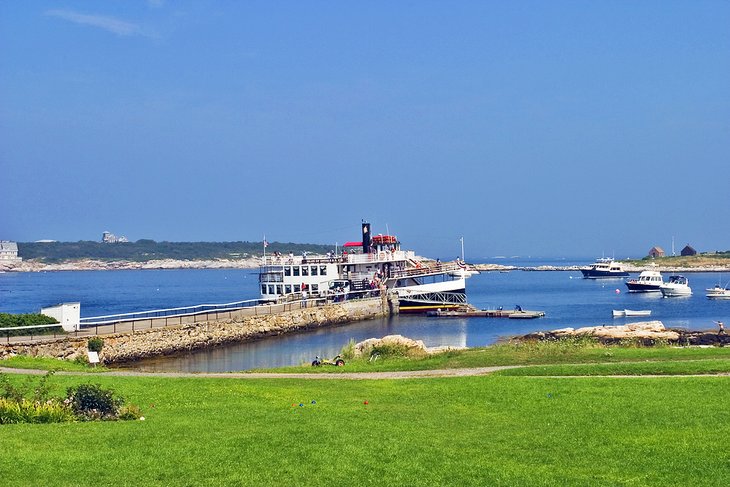 Steamship docked on the Isles of Shoals