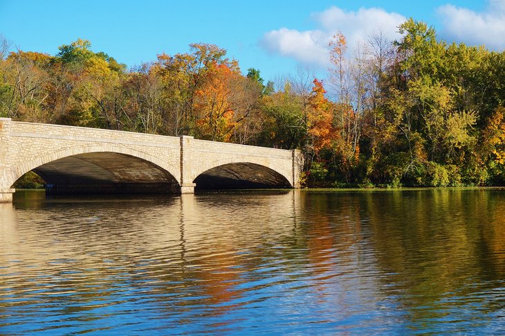 Washington Bridge on Lake Carnegie in Princeton, New Jersey