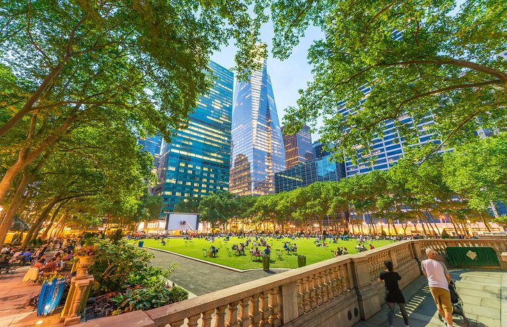 Bryant Park at dusk