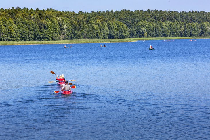 Kayakers on Goldopiwo Lake, Masuria Lake District