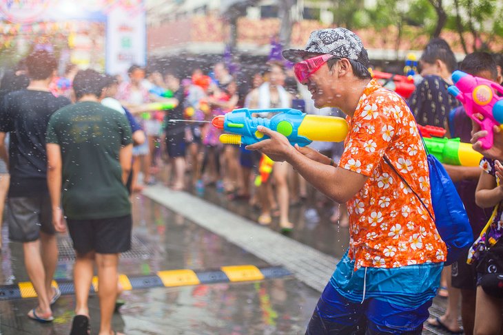 Songkran festival (water festival) in Thailand