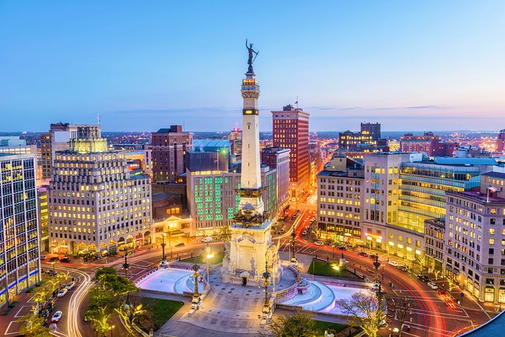 View of Monument Circle, Indianapolis, Indiana