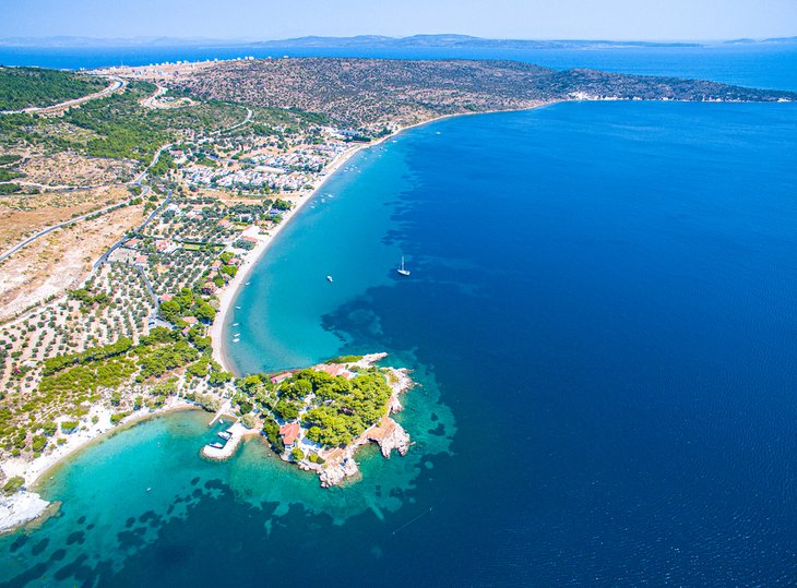 Aerial view of the Mordogan coastline