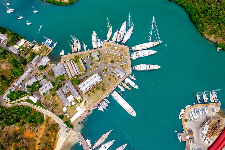 Helicopter ride over Antigua's harbor