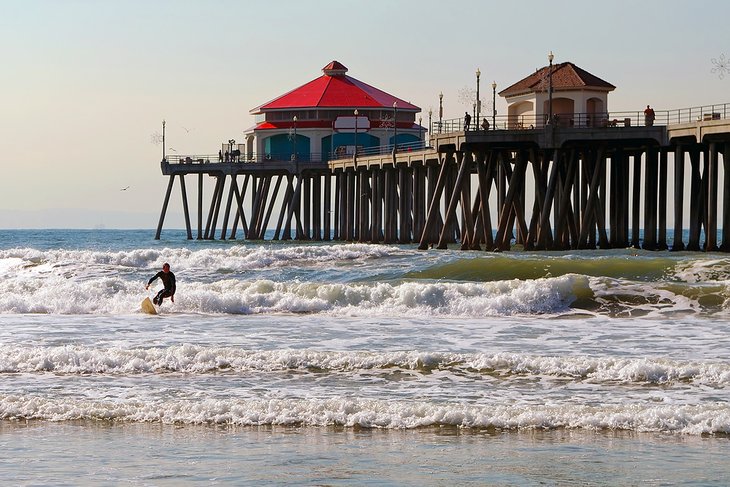 Surfer at the Huntington Beach Pier