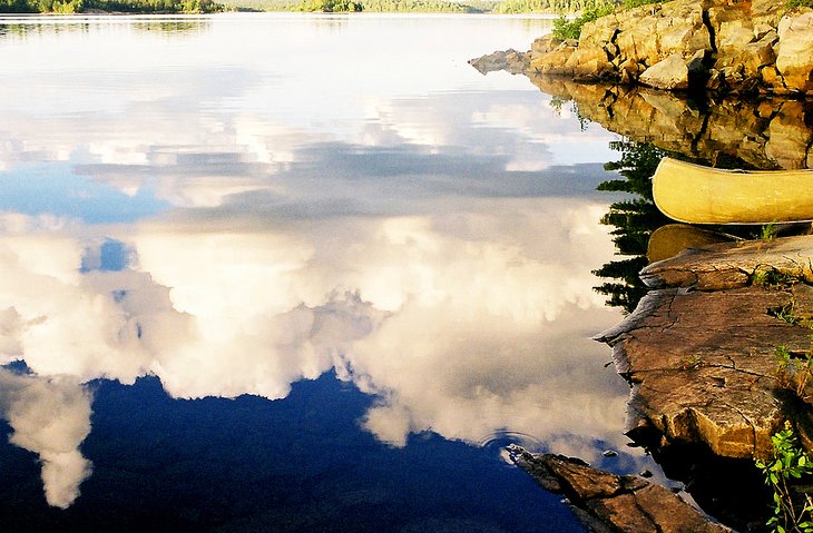 Sky reflecting in the water on Lady Evelyn-Smoothwater Lake