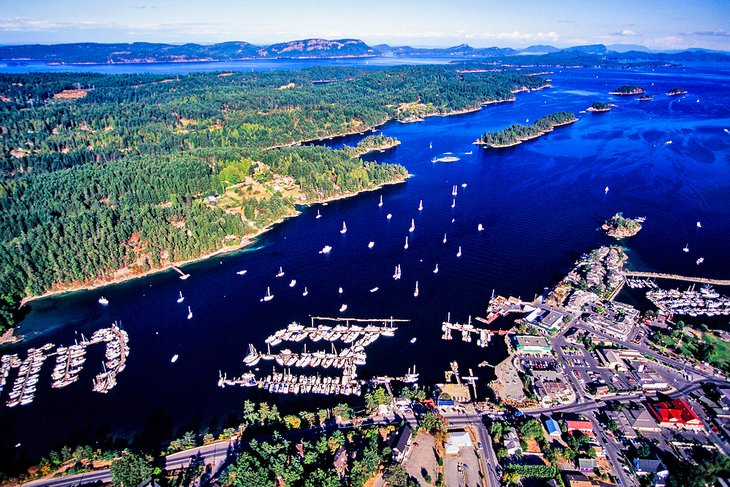 Aerial view of Ganges, Salt Spring Island