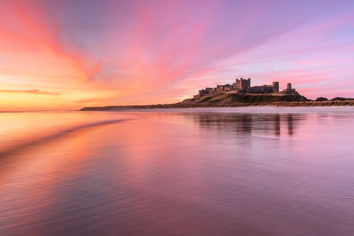 Bamburgh Castle at sunset