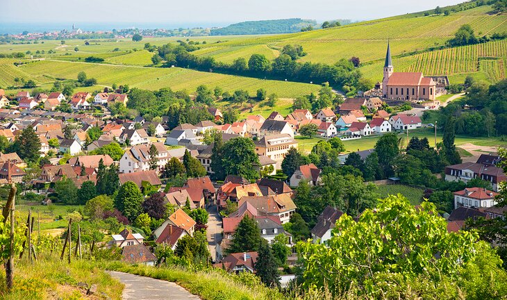 View over the village of Andlau in Alsace