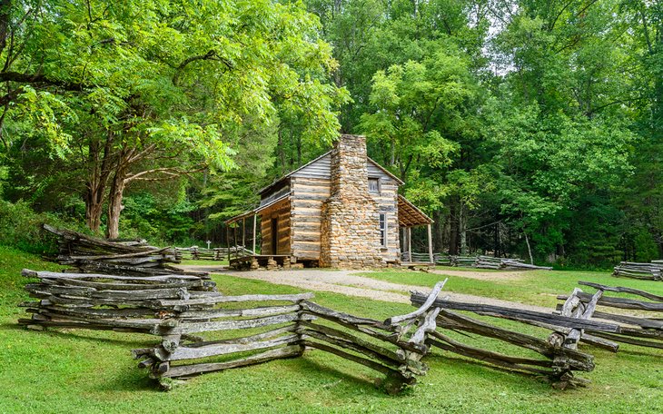 Historic homestead in the Great Smoky Mountains National Park in the summer