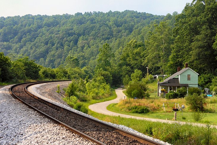 Railroad tracks through rural Kentucky