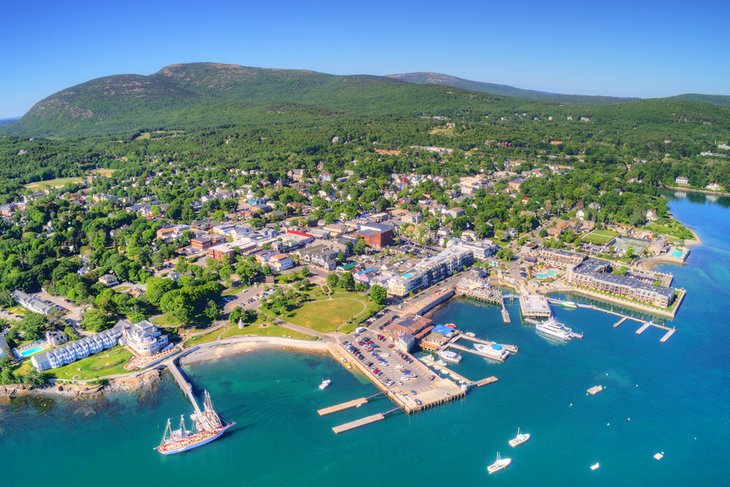 Aerial view of Bar Harbor, Maine