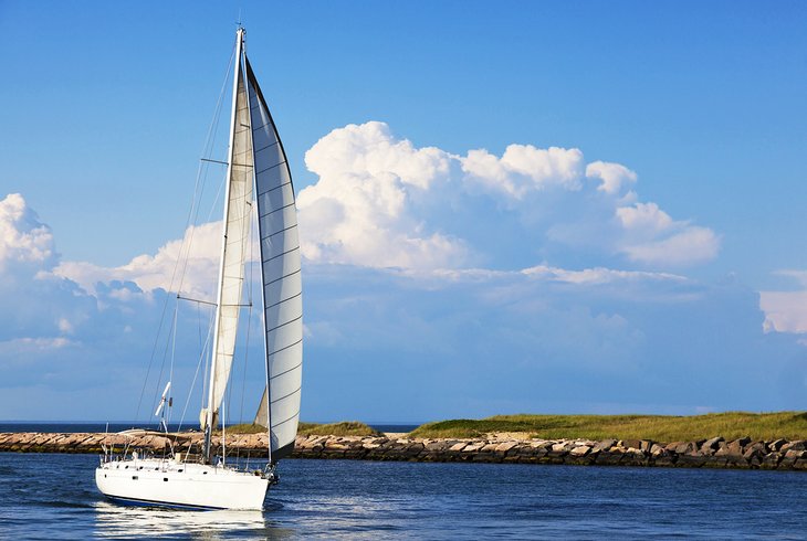 Sailboat by Montauk Point, Long Island , New York