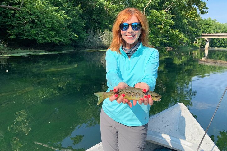 Author with a wild brown trout caught on the South Holston River