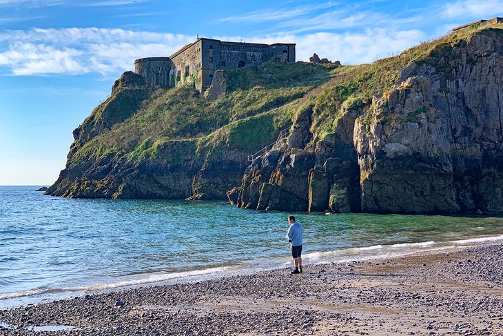 Beach fishing in Tenby