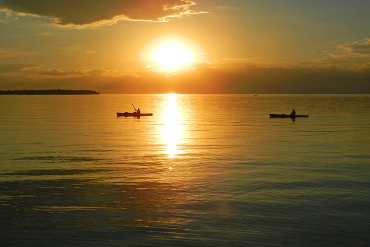 Kayakers at sunset in Door County
