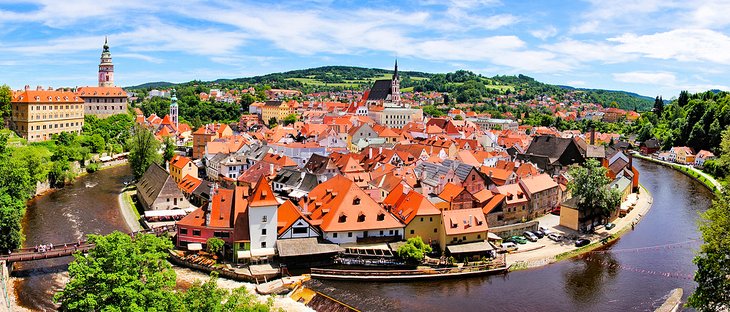 Panoramic view of the old Town of Cesky Krumlov