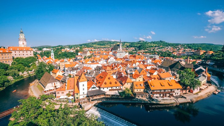 Panoramic view of Cesky Krumlov, Czech Republic