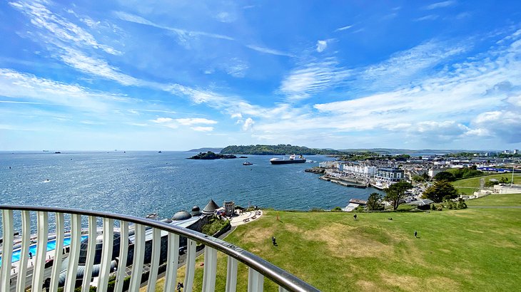 View over Plymouth Hoe from the top of Smeaton's Tower