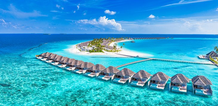 Overwater bungalows in the Maldives