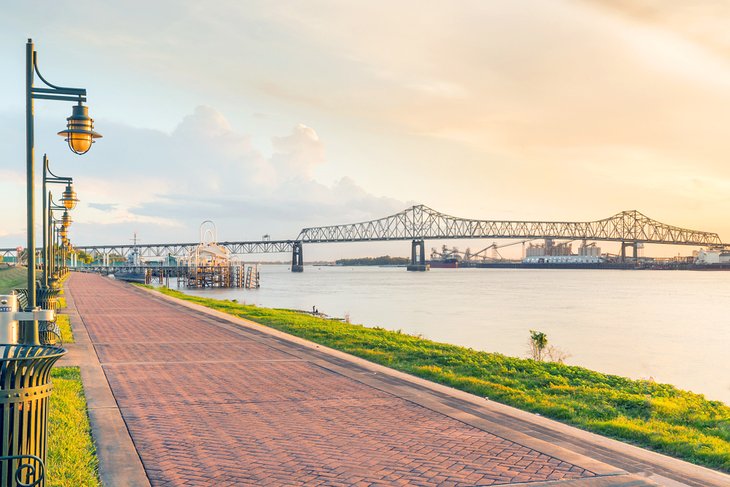 Walking path along the Mississippi River in Baton Rouge, Louisiana