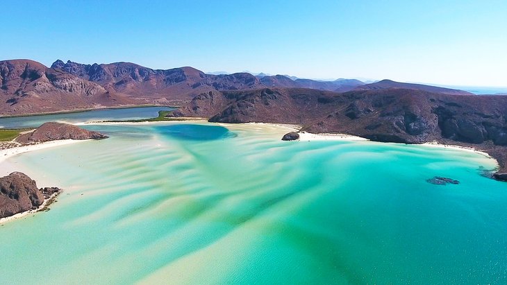 Aerial view of Balandra Beach near La Paz