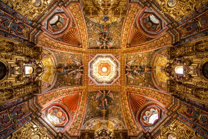 Ornate ceiling in the National Museum of Viceroyal, Tepotzotlan