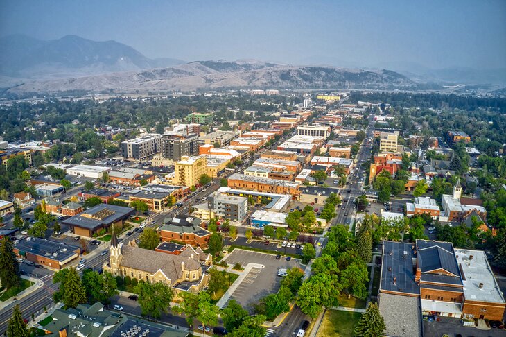 Aerial view of Bozeman, Montana