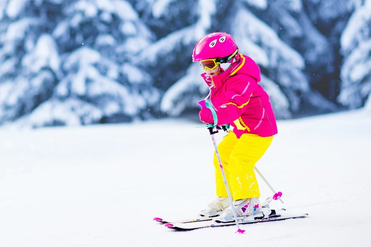 Young girl skiing