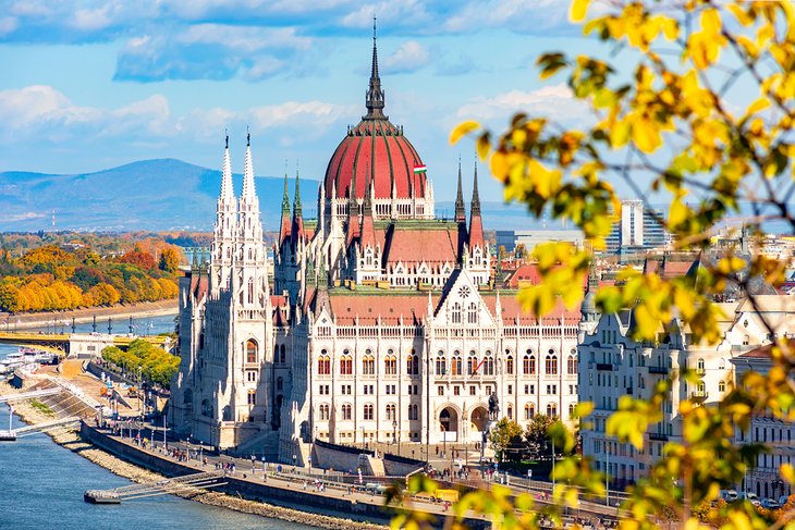 Hungarian parliament building in autumn, Budapest, Hungary