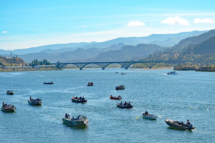 Fishing boats on the Rogue River at Gold Beach