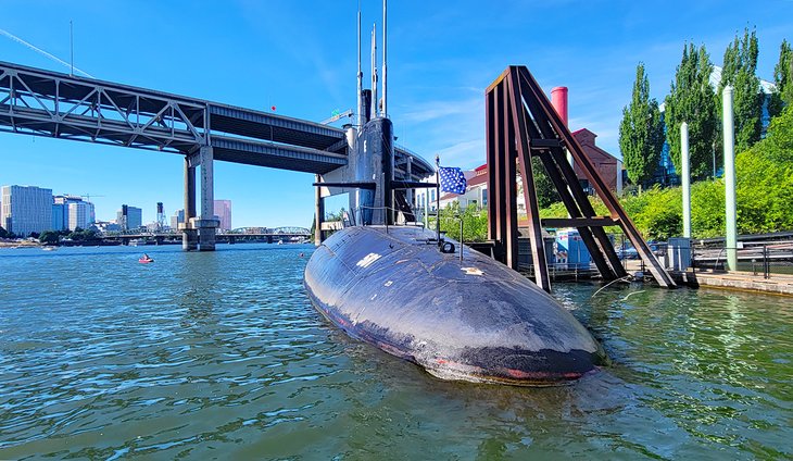Submarine Exhibit docked outside of OMSI