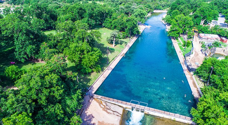 Aerial view of Barton Springs Pool