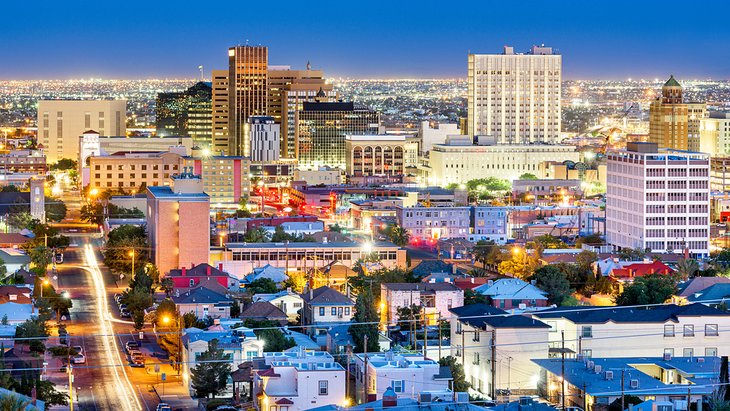 View over El Paso, Texas at dusk